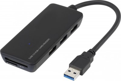 RENKFORCE  3 ports Hub USB 3.0 avec lecteur de carte SD int&eacute;gr&eacute; noir