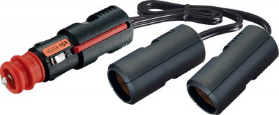 PROCAR R&eacute;partiteur 2xCouplage simple Fiche de s&eacute;curit&eacute; universelle pour 2 prises allume-cigare 16 A 
