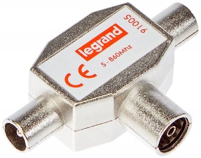 LEGRAND R&eacute;partiteur t&eacute;l&eacute;vision blind&eacute; 1 entr&eacute;e femelle 2 sorties m&acirc;les &Oslash;9,52mm