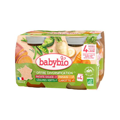 BABYBIO Repas B&eacute;b&eacute; L&eacute;gumes Bio D&eacute;s 4 Mois Babyboi - Les 4 Pots De 130g