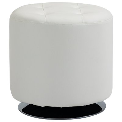 HOMCOM Repose pied salon pivotant &agrave; 360&deg; en pu base en acier blanc