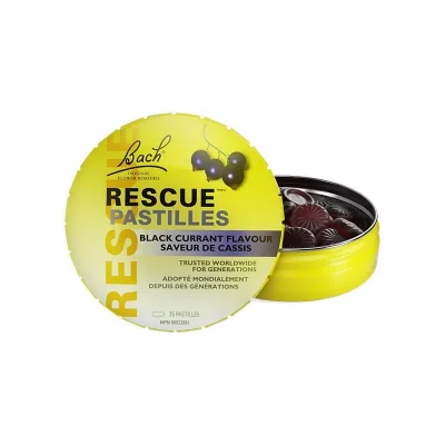 FLEURSDEBACH Rescue Pastilles Cassis, La s&eacute;r&eacute;nit&eacute; &agrave; port&eacute;e de main, formule sans alcool, 1 Bo&icirc;te de 50 gr.