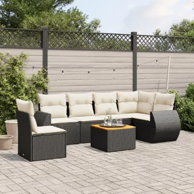 VIDAXL Resine tressee salon de jardin modulable 6 personnes 7 pieces 62 x 62 x 69 noir
