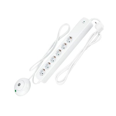 UNISEX Rev Multiple Socket Outlet 6 Fold 1.5 M With Foot Switch Blanc
