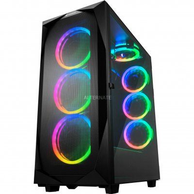 SHARKOON Rev300 micro atx usb 6 x ventilateurs verre tremp&eacute; noir