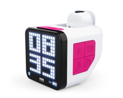 BIGBEN R&eacute;veil cubique avec projection  RCUBEBCRS Blanc et Rose