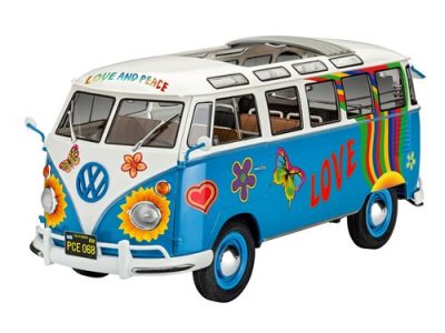 REVELL  kit mod&egrave;le 1VW T1 Flower Power:24 blanc 169-pi&egrave;ce