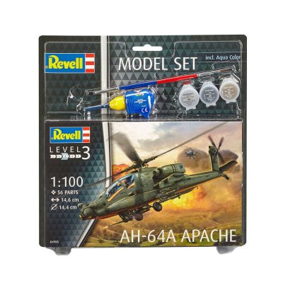 REVELL  Model Set AH-64A Apache- 1/100 - Maquette d'h&eacute;licopt&egrave;re