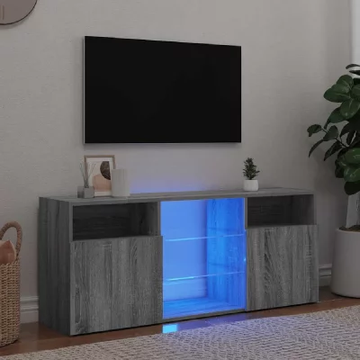 VIDAXL Revera Meuble TV avec lumi&egrave;res LED Gris Sonoma 120 x 30 x 50 cm