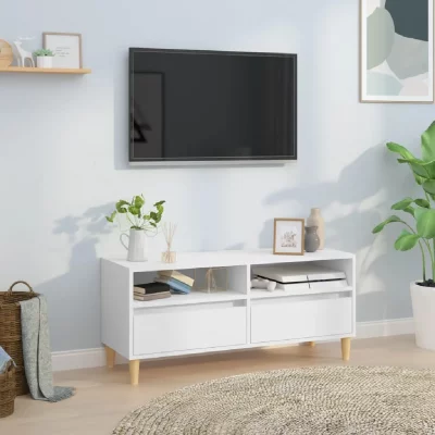 VIDAXL Revera Meuble TV blanc 100 x 34,5 x 44,5 cm en bois multicouche