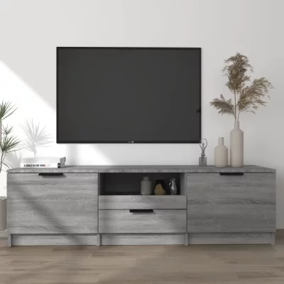 VIDAXL Revera Meuble TV Gris Sonoma 140 x 35 x 40 cm en bois ing&eacute;ni&eacute;