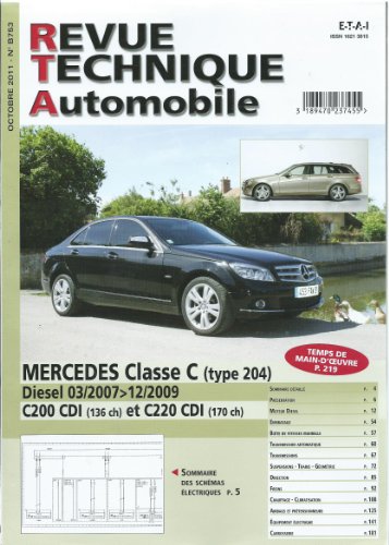 E-T-A-I Revue Technique Pour Mercedes Classe C 2.2 Dcide 135 Et 17003-2007 Jusqu'&agrave; 12-2009
