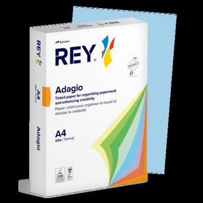 REY &reg; ADAGIO, papier couleur bleu, 80g, A4, PEFC&trade;, ramette de 500 feuilles
