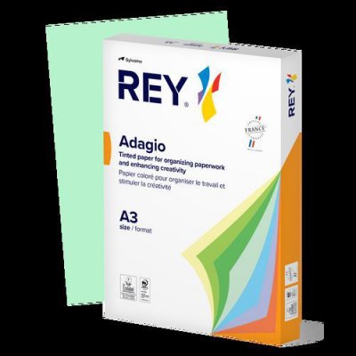REY &reg; ADAGIO, papier couleur vert, 80g, A3, PEFC, ramette de 500 feuilles