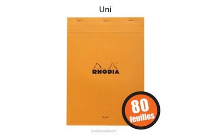RHODIA  Bloc De Direction Couverture Orange 80 Feuilles (160 Pages) Format A4 R&eacute;glure Unie