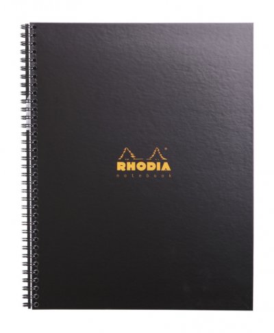 RHODIA   cahier &agrave; spirale ""note book"", format a4+, lign&eacute;, noir noir