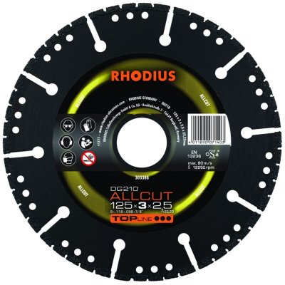 RHODIUS  - Disque de tron&ccedil;onneuse diamant&eacute; DG210 allcut &Oslash;125 mm C52390