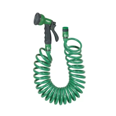 RIBILAND Ribimex PRA/TS.1360 Kit de tuyau spiral&eacute;, 15 m, Vert/Gris