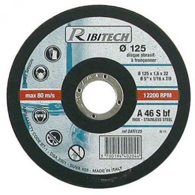 RIBIMEX Ribitech PRDATI125 Disque plat pour inox, noir