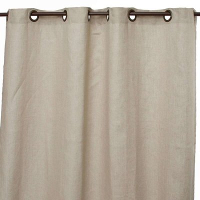 Rideau 100% lin &agrave; &oelig;illets &agrave; motifs floraux marron 140x250