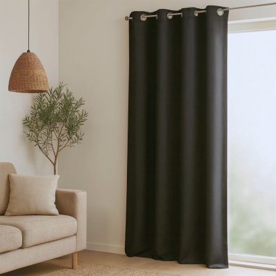 Rideau 100% occultant Ignifug&eacute; M1 Noir - Noir - 140 x 260 cm