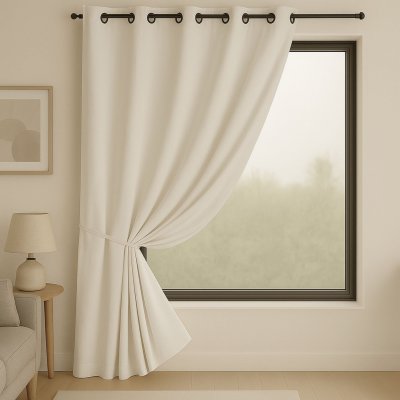 Rideau 100% Occultant Ignifug&eacute; M1 Non Feu Ecru - Ecru - 140 x 180 cm