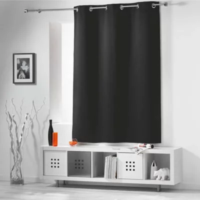 Rideau 90 % Occultant Radiateur Petite Hauteur - Noir - 135 x 180 cm