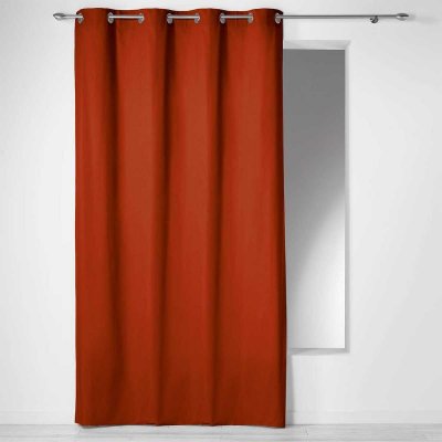 Rideau &agrave; illets 100 % coton Panama - Terracotta - 140 x 240 cm