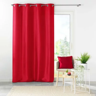 Rideau a oeillets 140 x 240 cm shantung uni shana Rouge Douceur d'Int&eacute;rieur