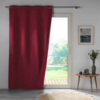 RIDEAU A OEILLETS 140 x 260 CM 100% OCCULTANT/MICROFIBRE UNIE OBSCURE BORDEAUX