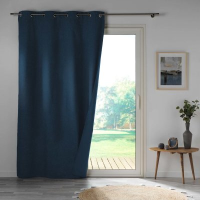 RIDEAU A OEILLETS 140 x 260 CM 100% OCCULTANT/MICROFIBRE UNIE OBSCURE MARINE