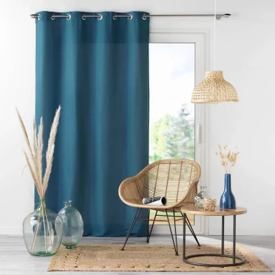Rideau a oeillets 140 x 280 cm microfibre unie absolu Indigo