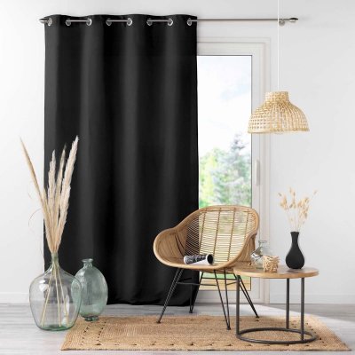 Rideau a oeillets 140 x 280 cm microfibre unie absolu Noir