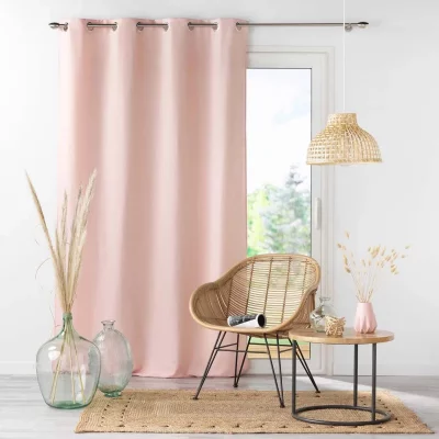 Rideau a oeillets 140 x 280 cm microfibre unie absolu Rose pale