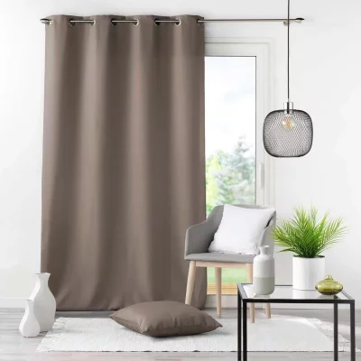 RIDEAU A OEILLETS 140 x 280 CM POLYESTER UNI ESSENTIEL TAUPE