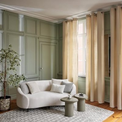 Rideau &agrave; oeillets 350x275 cm Madura Sable - aubin - Sable