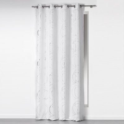 Rideau a oeillets Argent Bully Blanc 140 x 260 cm
