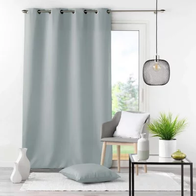 Rideau a oeillets metal 140 x 280 cm polyester uni essentiel Gris