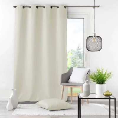 Rideau a oeillets metal 140 x 280 cm polyester uni essentiel Naturel