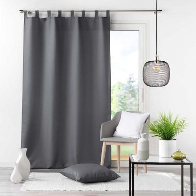Rideau a passants 140 x 260 cm polyester uni essentiel Beton