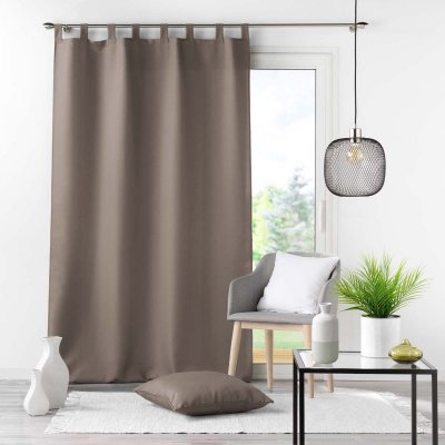 Rideau a passants 140 x 260 cm polyester uni essentiel Taupe