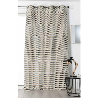 Rideau ambiance vintage stylis&eacute;e - 135x240cm - Blanc