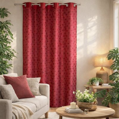 Rideau ameublement en Shantung doubl&eacute; Fantaisie - Rouge - 130 x 250 cm