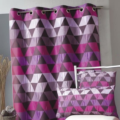 Rideau ameublement Jacquard 'triangles' Prune 140 x 260 cm - Prune
