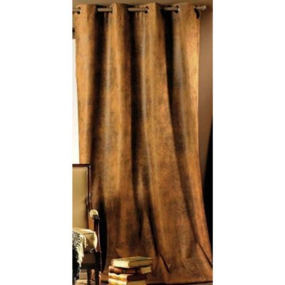 Rideau Aspect Faux Cuir Us&eacute; Marron - 140x260cm - Marron Clair