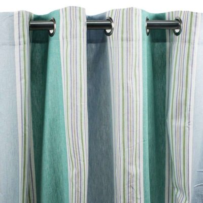 THEDECOFACTORY Rideau BRISE (150x270cm) Rayures turquoise