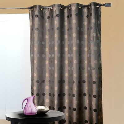 Rideau d'ameublement en jacquard pois bimbo - Taupe - 140 x 260cm