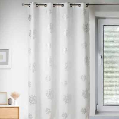 Rideau d'ameublement imprim&eacute;s motifs Argent Blanc 140 x 260 cm - Blanc