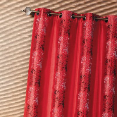 Rideau d'ameublement shantung brod&eacute; motif &eacute;thnique 140 x 260cm