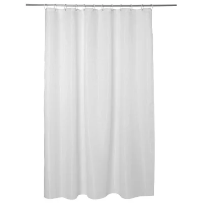 5FIVE Rideau de douche Blanc d&eacute;co Nid d'abeille 180 x 200 anneaux inclus